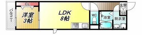 グローハイツ若江【1階】の間取り