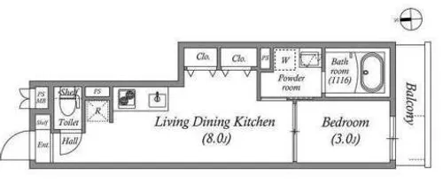 S-MOVE緑橋Ⅱ【3階】の間取り