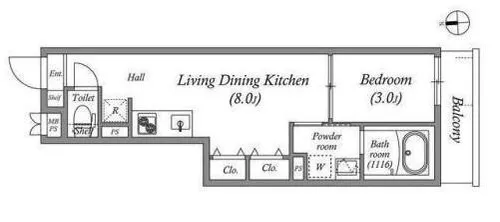 S-MOVE緑橋Ⅱ【3階】の間取り
