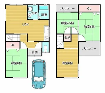 大阪府富田林市若松町4丁目【一戸建】の間取り