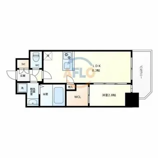 セレニテ夕陽丘エクラ【6階】の間取り
