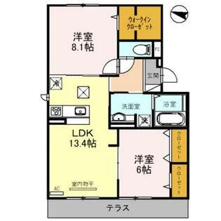 ソレアード嵯峨Ⅱ【1階】の間取り