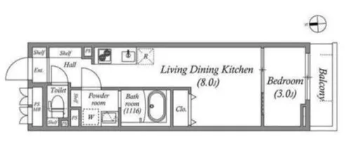 S-MOVE緑橋Ⅱ【4階】の間取り