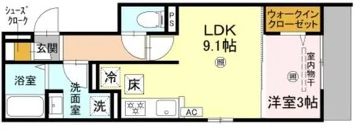 アザレア深江橋【1階】の間取り
