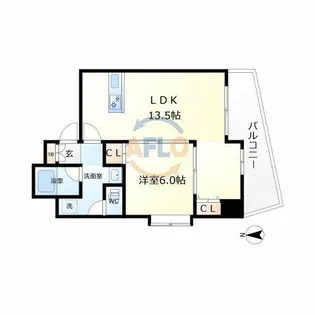 W.O.B HONMACHI-WEST【7階】の間取り