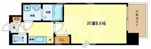 レジュールアッシュ心斎橋リュクス【10階】の間取り