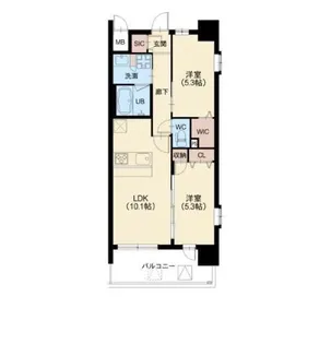 大阪府堺市北区百舌鳥梅町1丁【マンション】の間取り