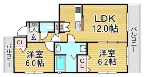 福岡県那珂川市片縄北1丁目【マンション】の間取り