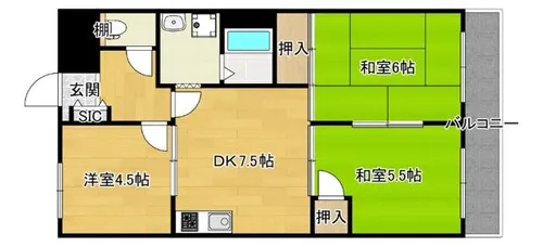 レインボー豊里【4階】の間取り