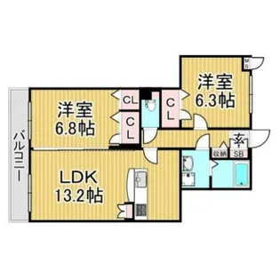 福岡県大野城市横峰2丁目【マンション】の間取り
