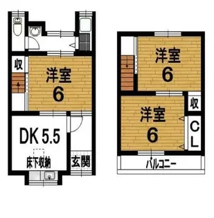 大阪府堺市西区神野町1丁【テラスハウス】の間取り