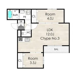 大阪府堺市堺区香ヶ丘町4丁【アパート】の間取り
