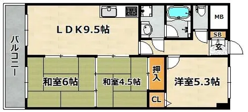 ライオンズマンション神戸明泉寺【103号室】の間取り