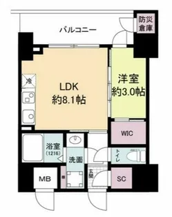 セレニテフラン難波【13階】の間取り