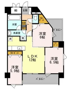 大阪府堺市北区中長尾町3丁【マンション】の間取り