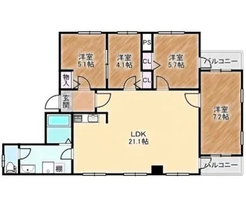 大阪府堺市堺区中之町西1丁【マンション】の間取り