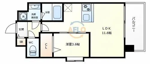 Alivis浪速東SoL TERRACE【6階】の間取り