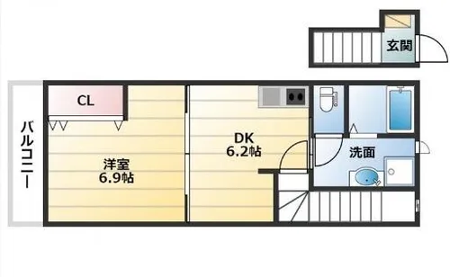 大阪府堺市堺区大浜北町2丁【アパート】の間取り