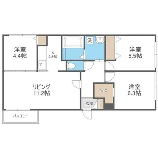 ボヌール手稲本町【1階】の間取り