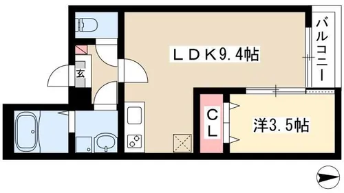 ハピネス八反【3階】の間取り