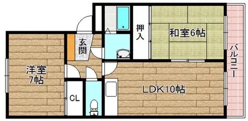 フロンティア高槻【102号室】の間取り