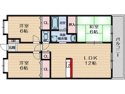 大阪府茨木市大正町【マンション】の間取り