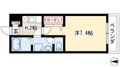 1Kの間取り画像