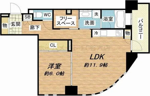プレサンスNEO中之島公園【13階】の間取り