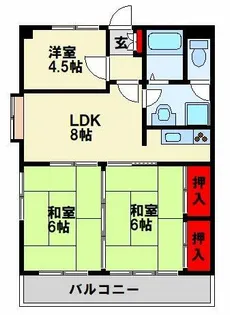 福岡県北九州市戸畑区千防1丁目【マンション】の間取り
