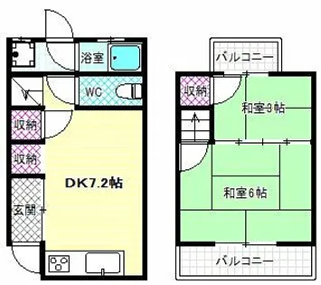 大阪府松原市高見の里5丁目【テラスハウス】の間取り