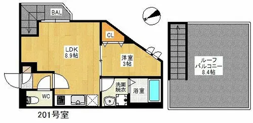 GRANDTIC 姪浜【2階】の間取り