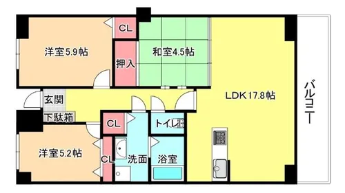 大阪府豊中市上新田1丁目【マンション】の間取り