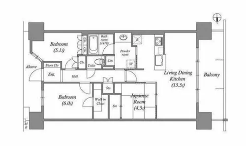 パークホームズノースゲートスクエア【4階】の間取り