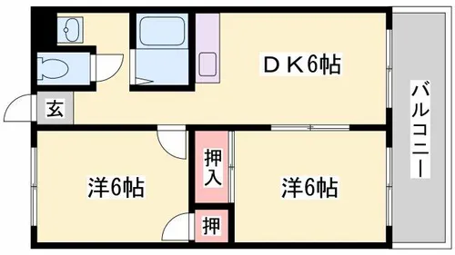 西庄中村コーポ【2階】の間取り