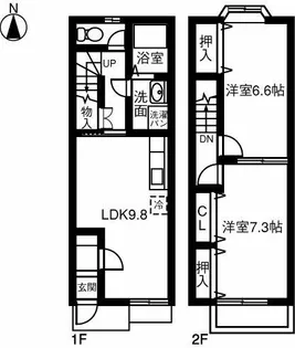 愛知県稲沢市国府宮1丁目【テラスハウス】の間取り