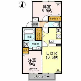 ラ・トゥール・アマ SOUTH【101号室】の間取り