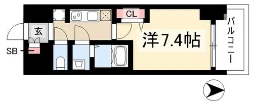 プレサンス ジェネ 新栄町駅前 葵【4階】の間取り