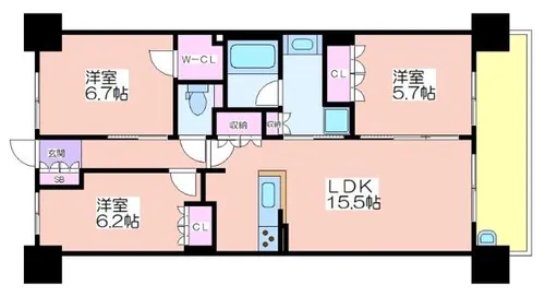 大阪ベイレジデンス(ブライトフルコート)【1402号室】の間取り