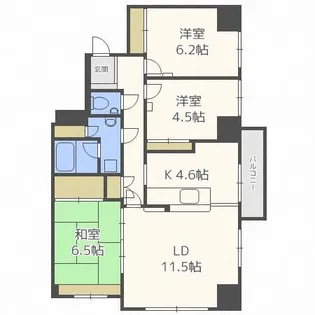 Kレジデンス山鼻【12階】の間取り