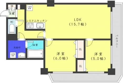 PRIME URBAN札幌 RIVER FRONT【21階】の間取り