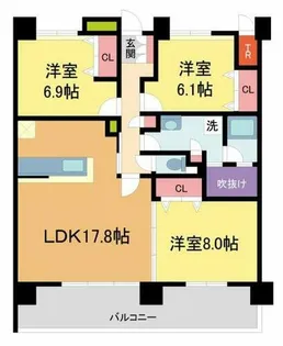 ウエリスステージ門戸厄神【105号室】の間取り