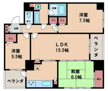 ステイツ夕陽ヶ丘五條宮前【8階】の間取り