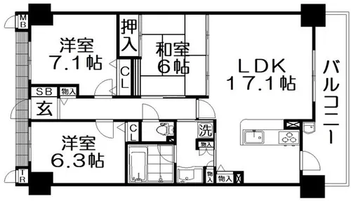 エステムコート香里園【8階】の間取り