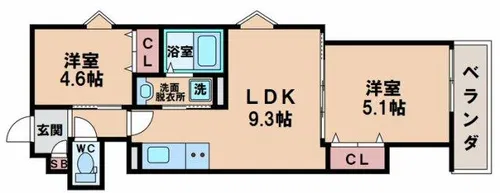 クリエオーレ東住吉Ⅰ【2階】の間取り