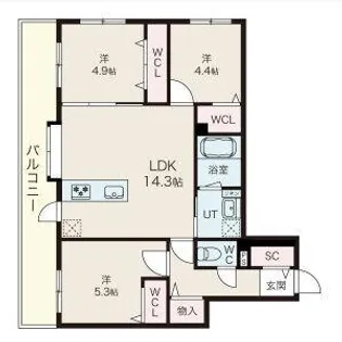 アルファスクエア北22【801号室】の間取り