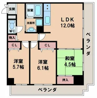 コーシャハイツ阿倍野筋【12階】の間取り