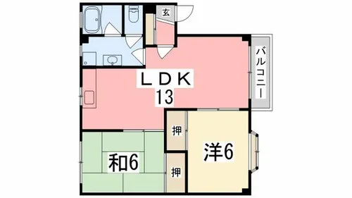 グリーンハイツ大谷【2-C号室】の間取り