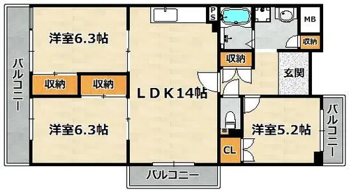 サイコート鈴蘭台【1階】の間取り
