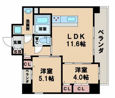 Euptelea天王寺【7階】の間取り