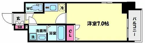 ファーストフィオーレ難波南パークサイド【6階】の間取り